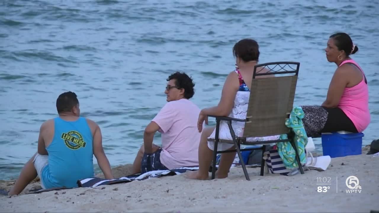 People gathered on Lake Worth Beach, June 28, 2020