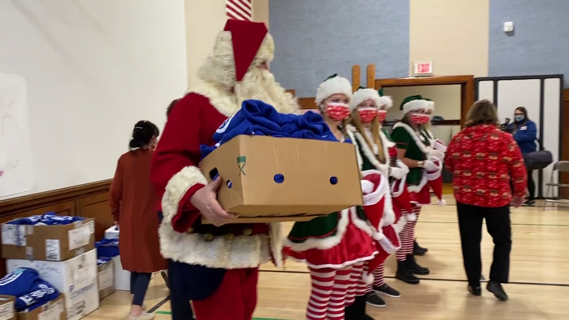 Students at Whittier Elementary School receive free sweatshirts