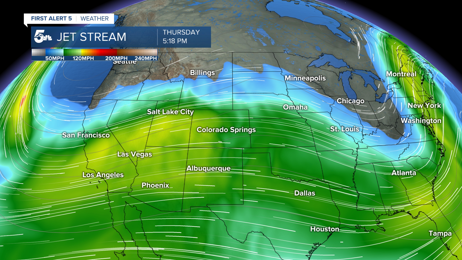 Jet Stream map for Thursday, March 28th, 2024