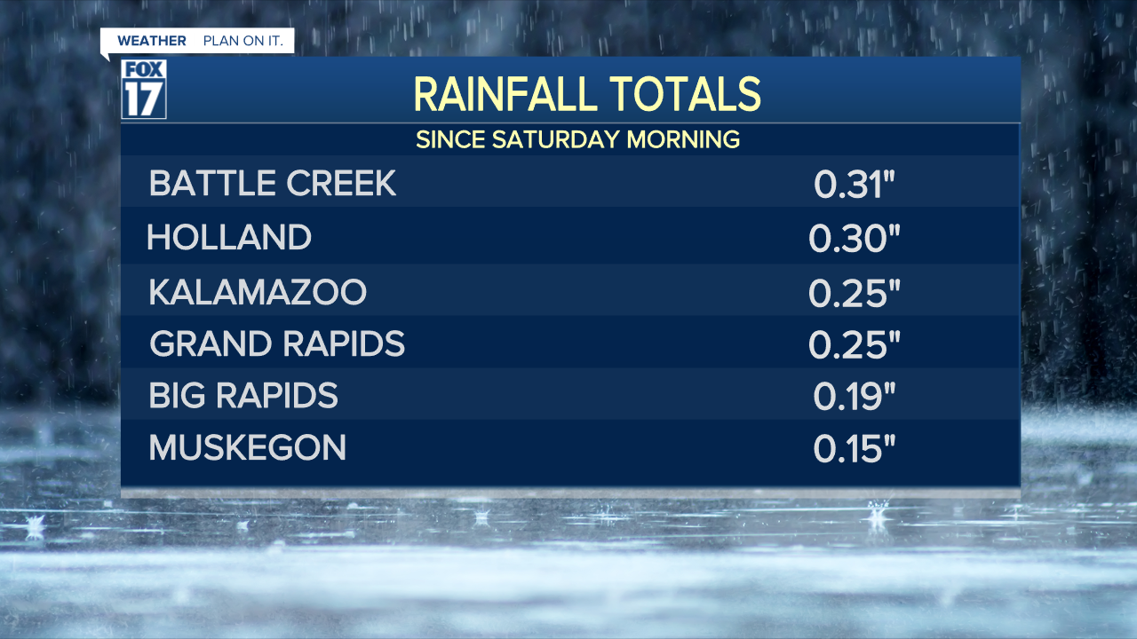 Rain Totals Saturday