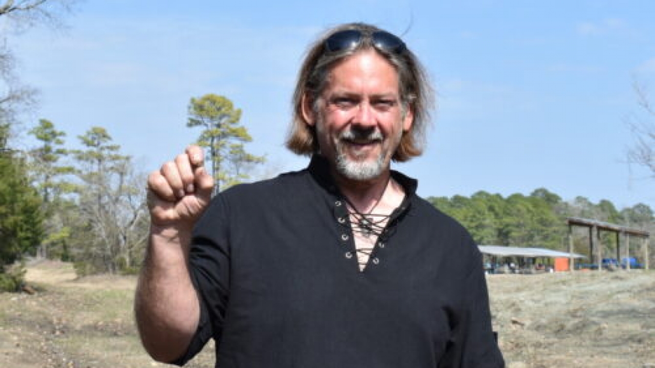 David Anderson with diamond he found.