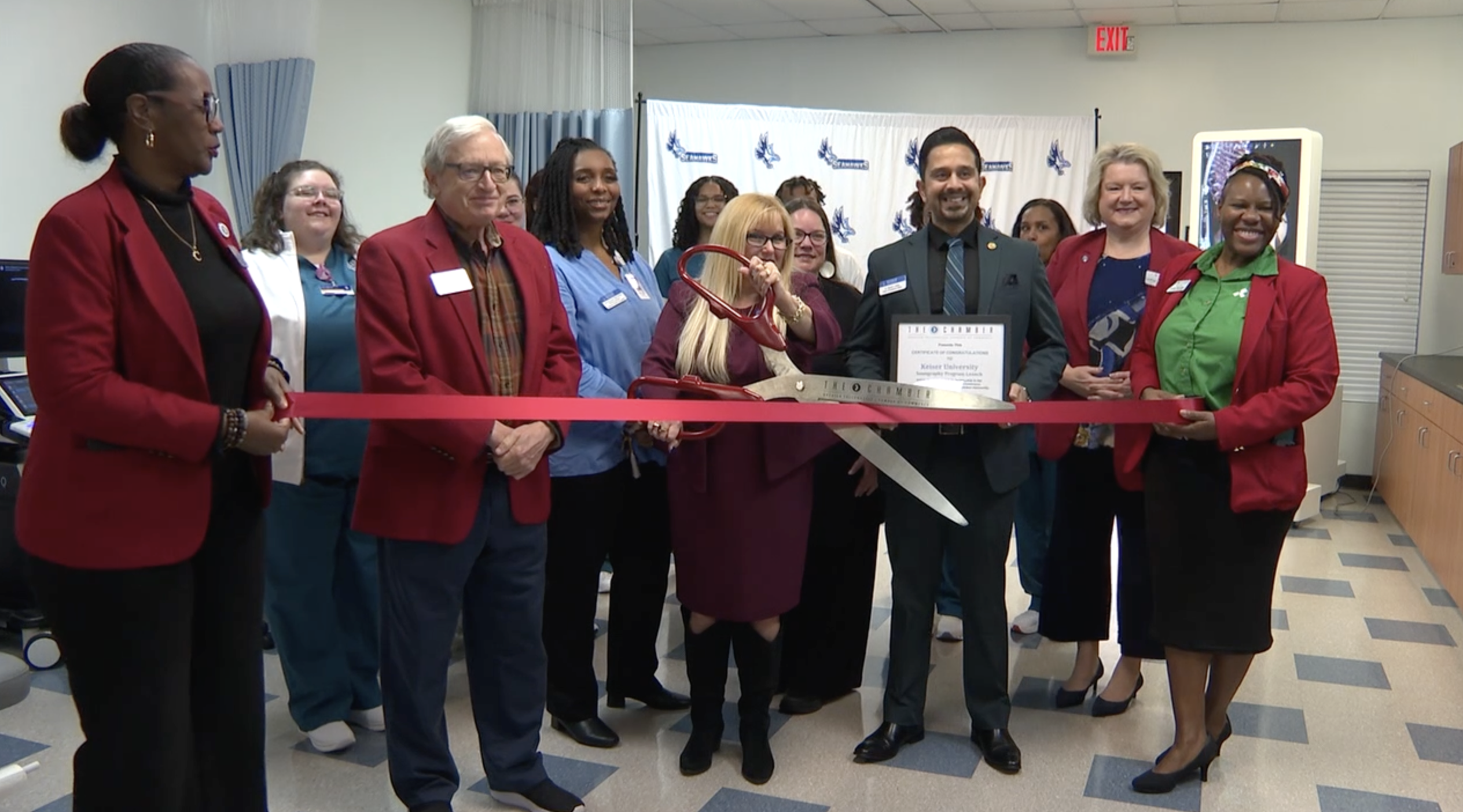 Ribbon-cutting in new sonography lab at Keiser University Tallahassee campus