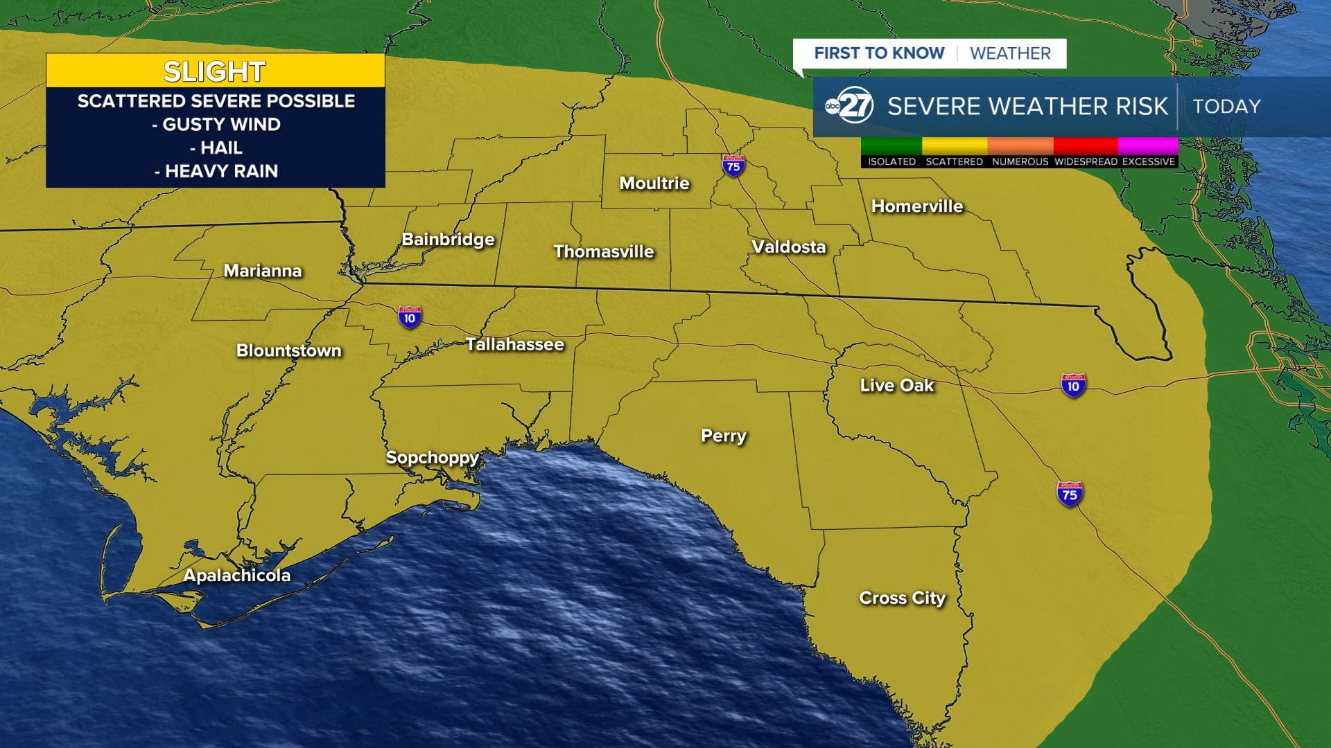 Scattered strong to severe storms are possible