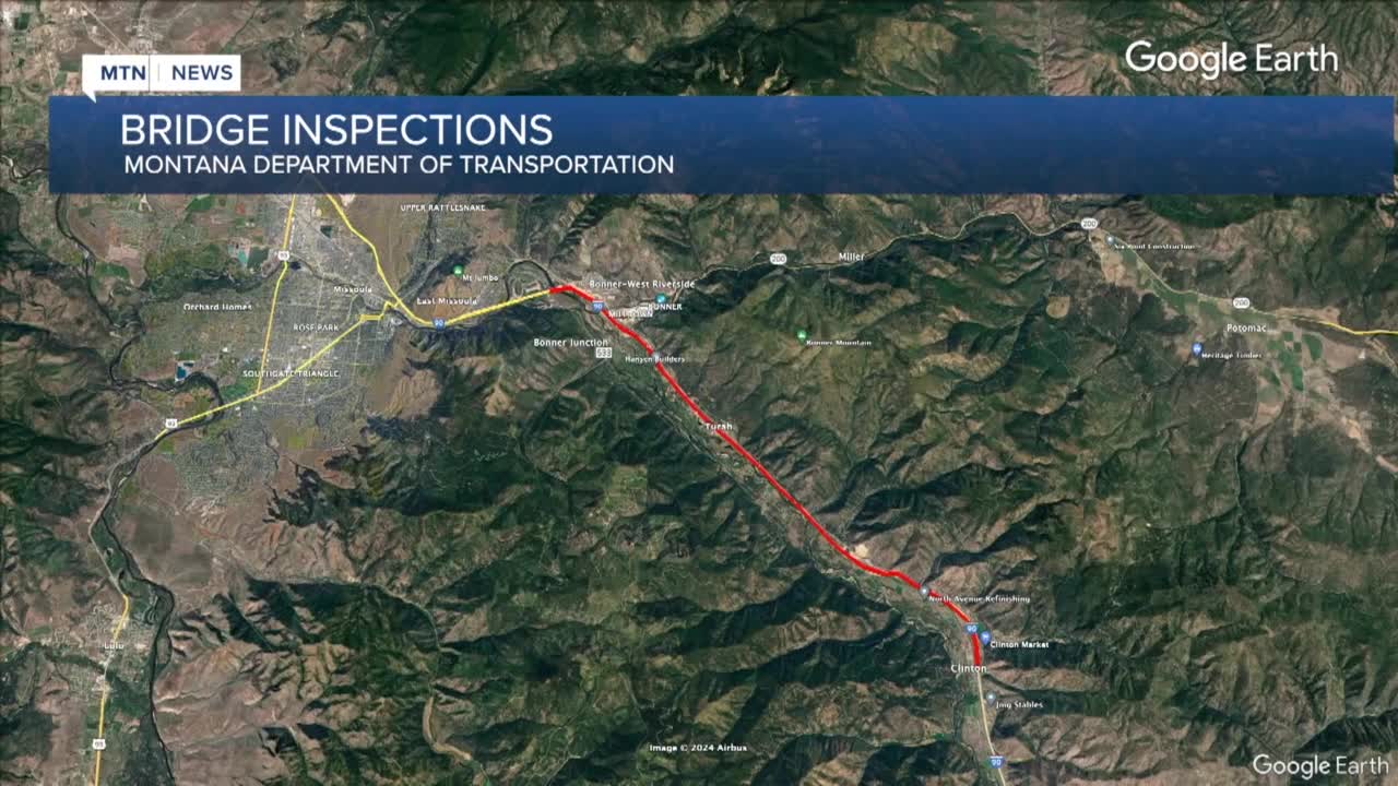 MDT Bridge Inspections I90 Map