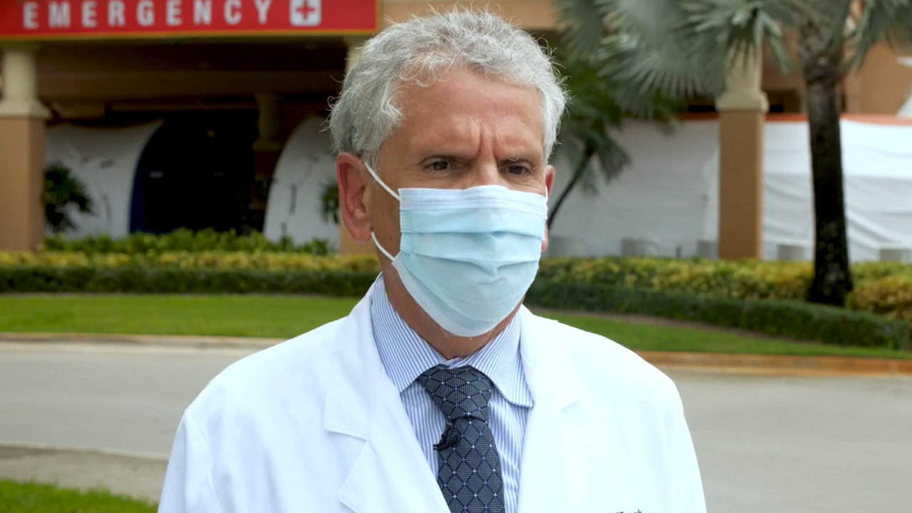 Dr. Sergio Segarra, chief medical officer of Baptist Hospital in Miami, speaks to WPTV on Sept. 9, 2021.jpg