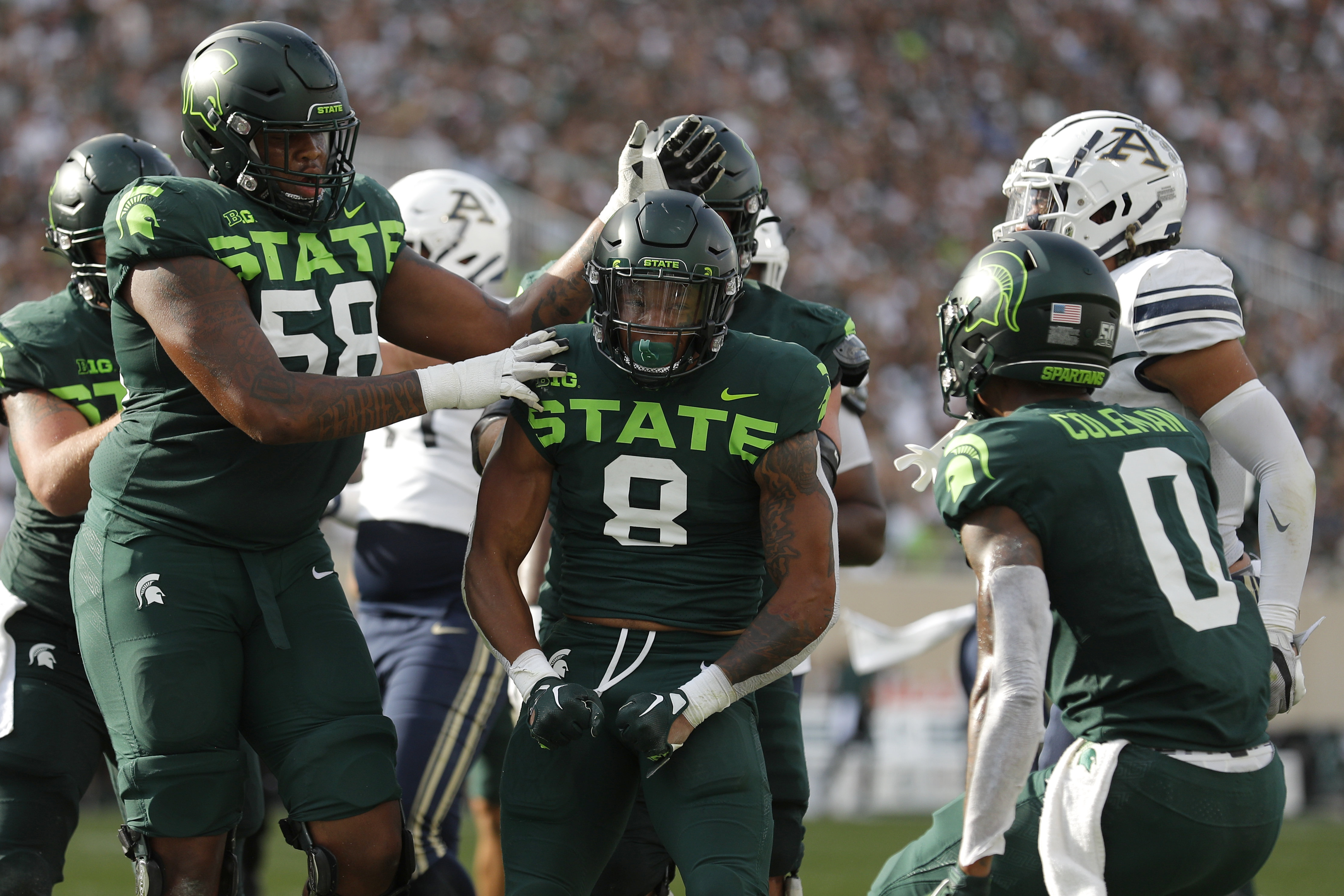 Jalen Berger, Spencer Brown, Keon Coleman Michigan State Football