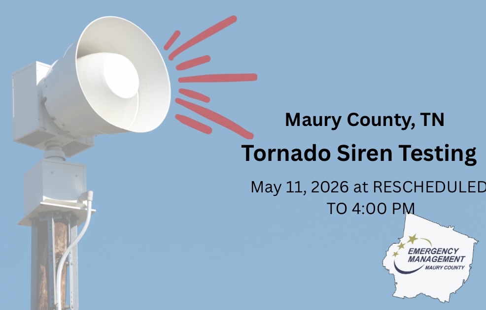 Maury County tornado siren test set for Monday at 4 p.m.