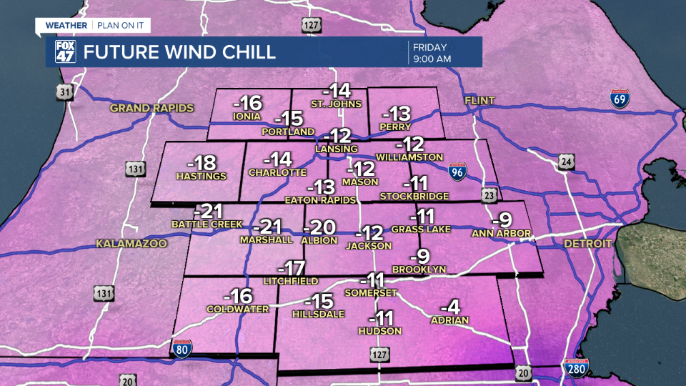 With weak winds in the overnight hours, feels like temperatures will struggle to reach 20 below