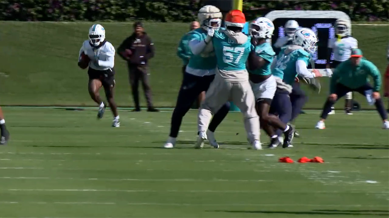 Dolphins practice on Dec. 31, 2025.