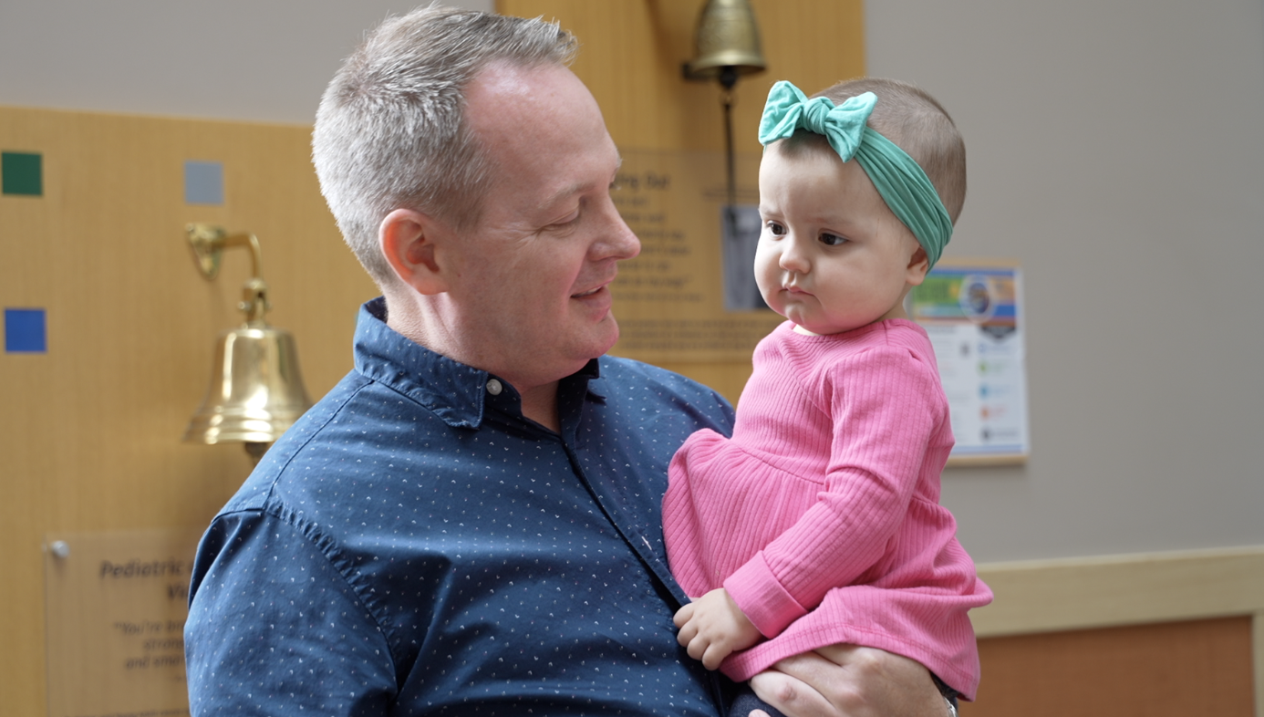 'She's a giant!' Lewiston baby Hazel Ward rings the bell after cancer battle