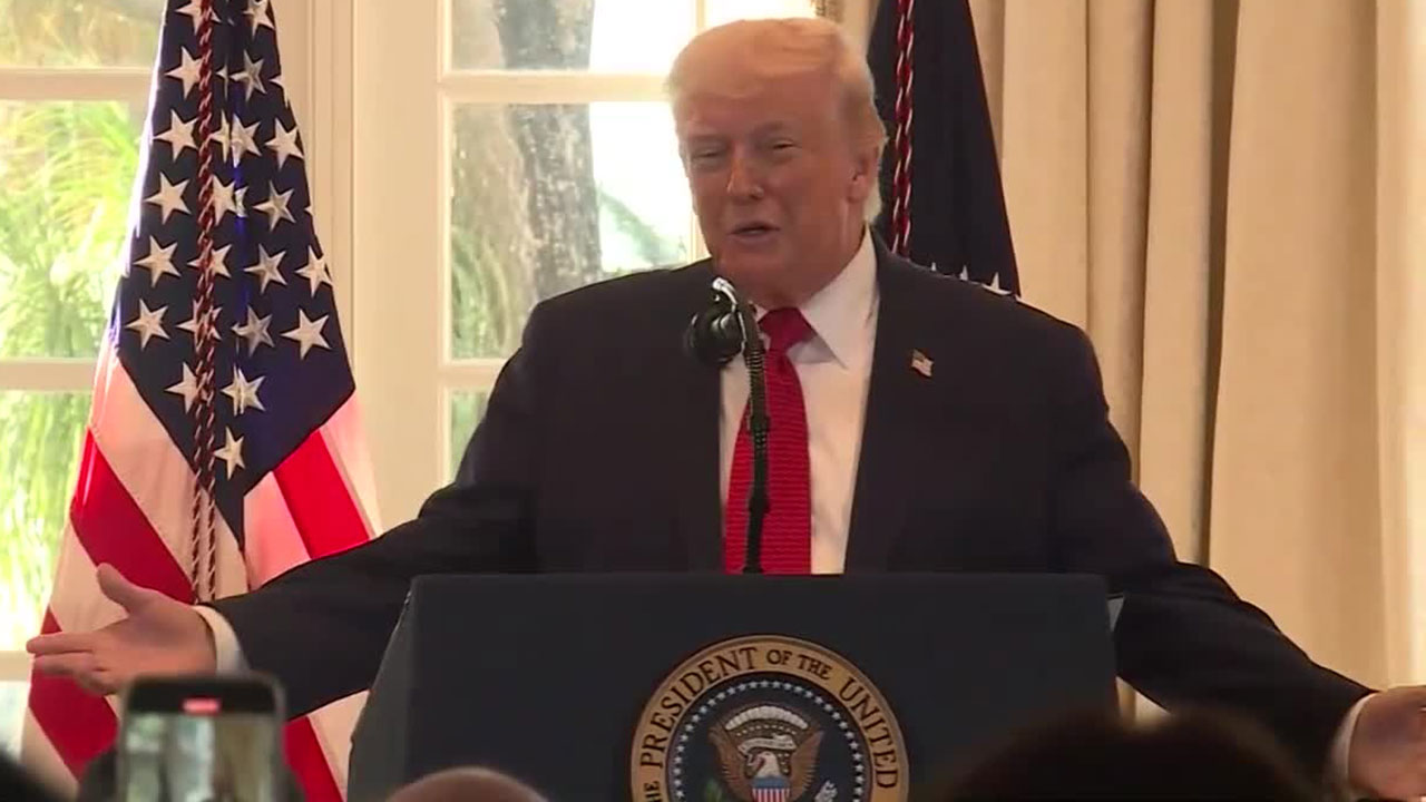 President Donald Trump attends an event at Mar-a-Lago on Jan. 16, 2026, to rename a portion of Southern Boulevard in his honor.