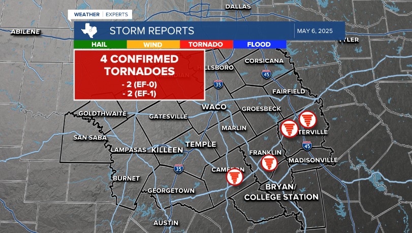 Updated May 6 tornado map