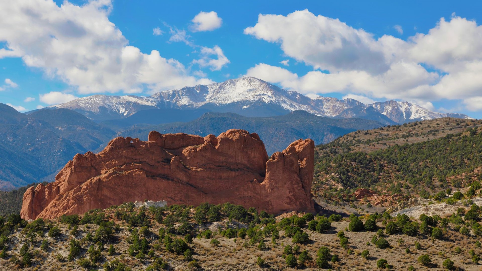 Pikes Peak with fresh snow