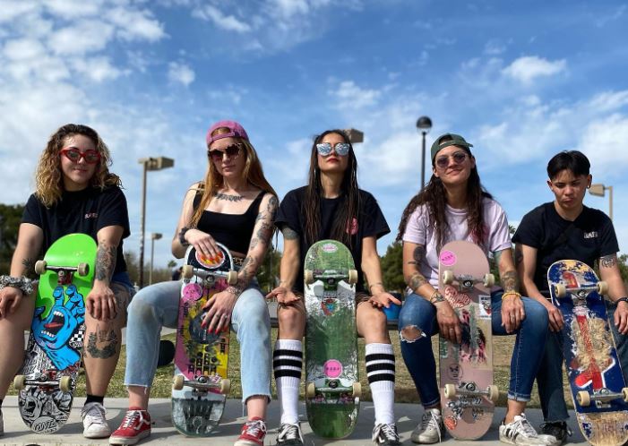 Members of the skateboarding group "B.A.B.S."
