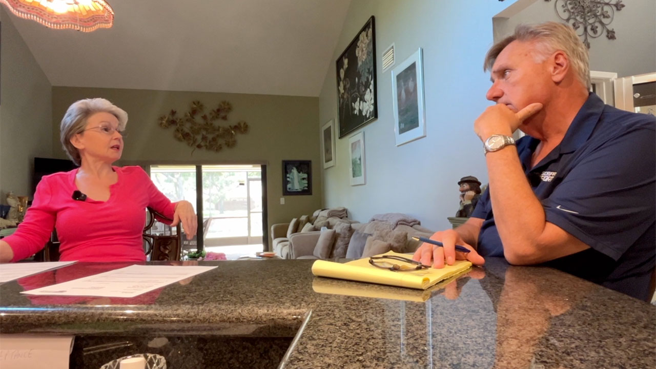 Anne Bendel speaks to WPTV reporter Matt Sczesny about the confusion she experienced applying for a grant through the My Safe Florida Home program.