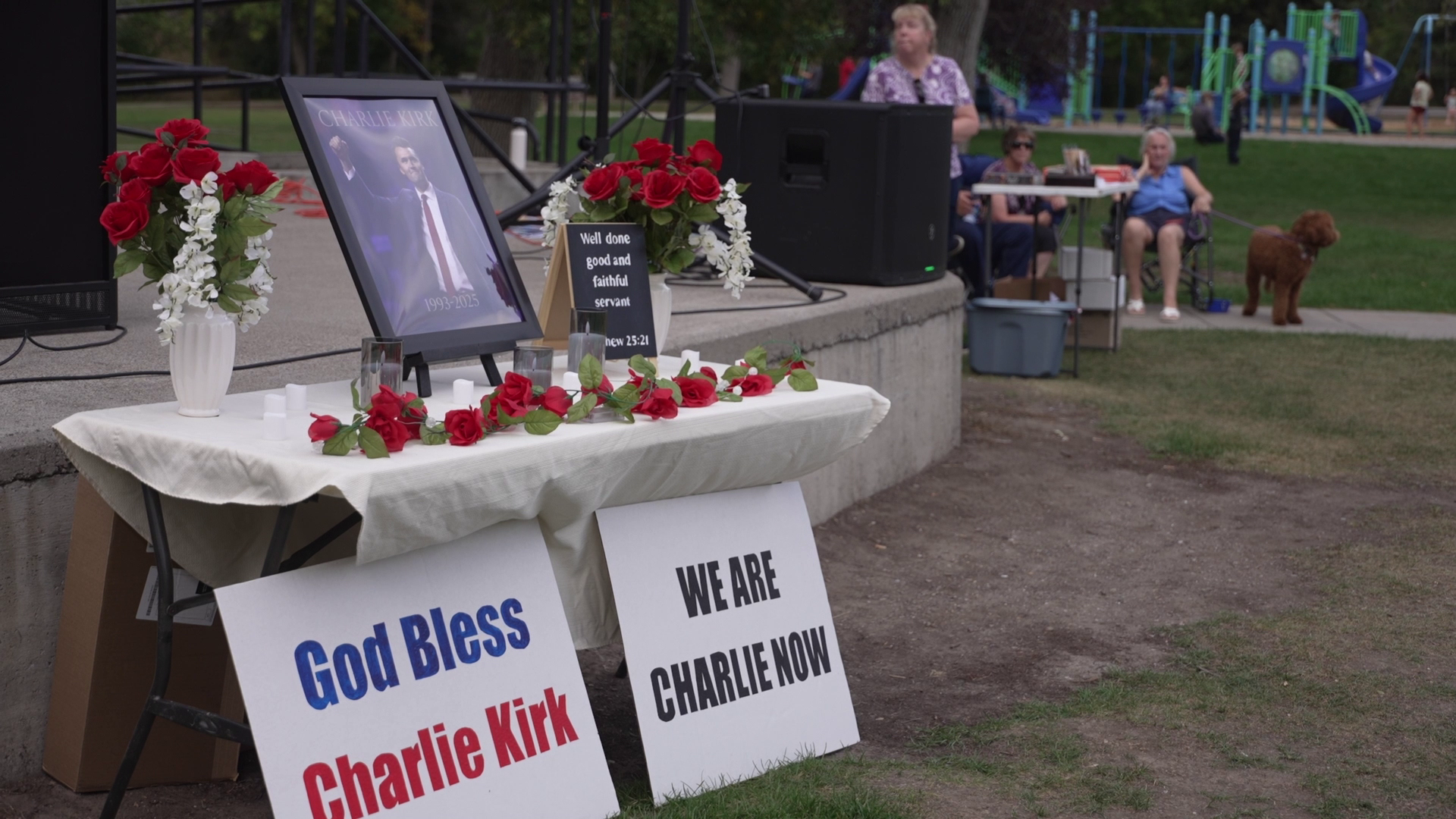 A public vigil was held in Great Falls at Gibson Park on Sunday evening, with hundreds of people showing up to honor Kirk.