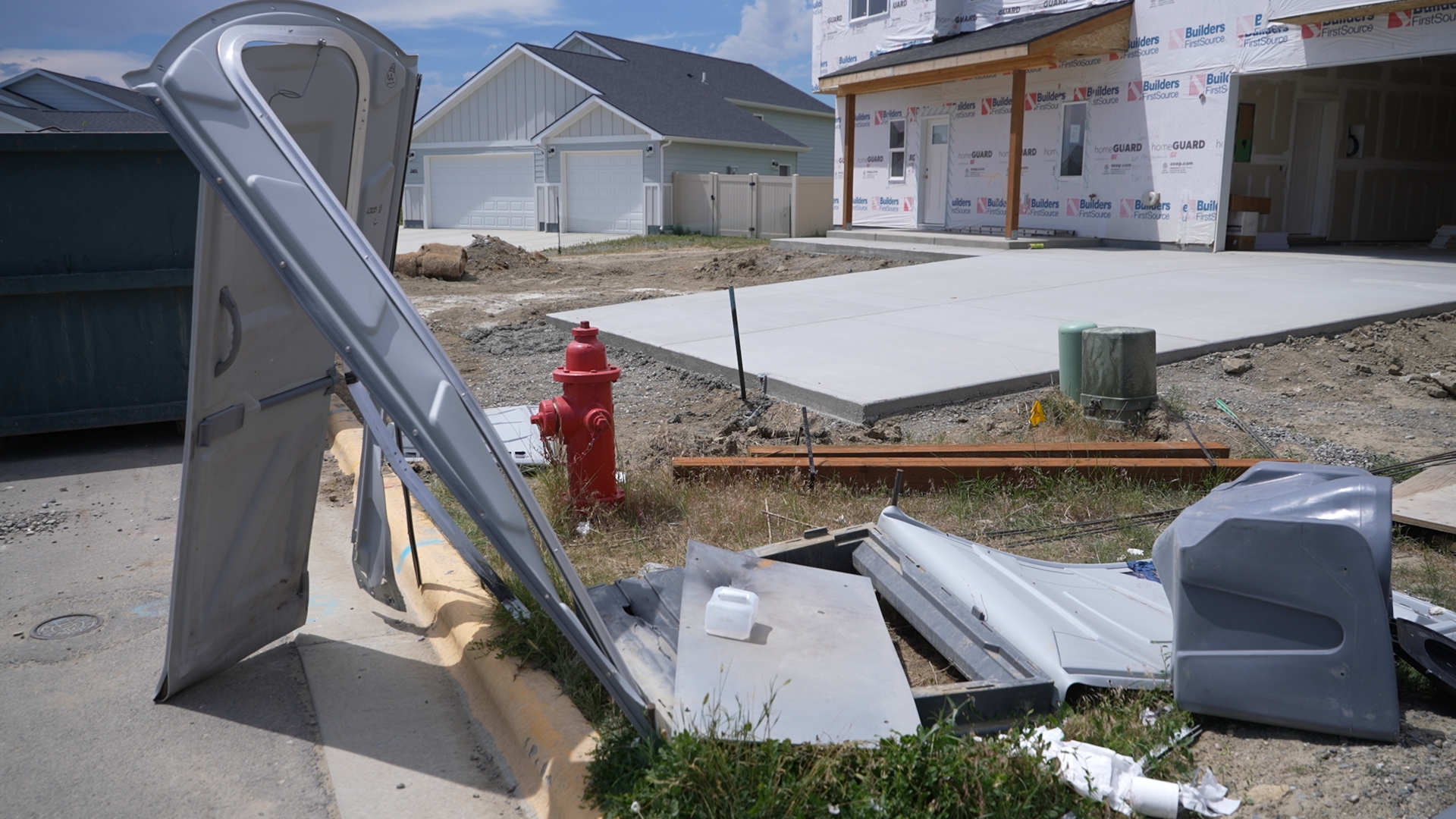 Damaged Portable Toilet 