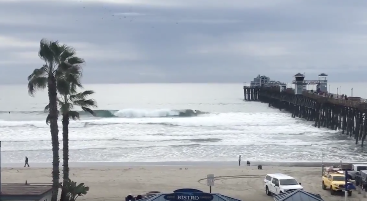 oceanside pier rain storm