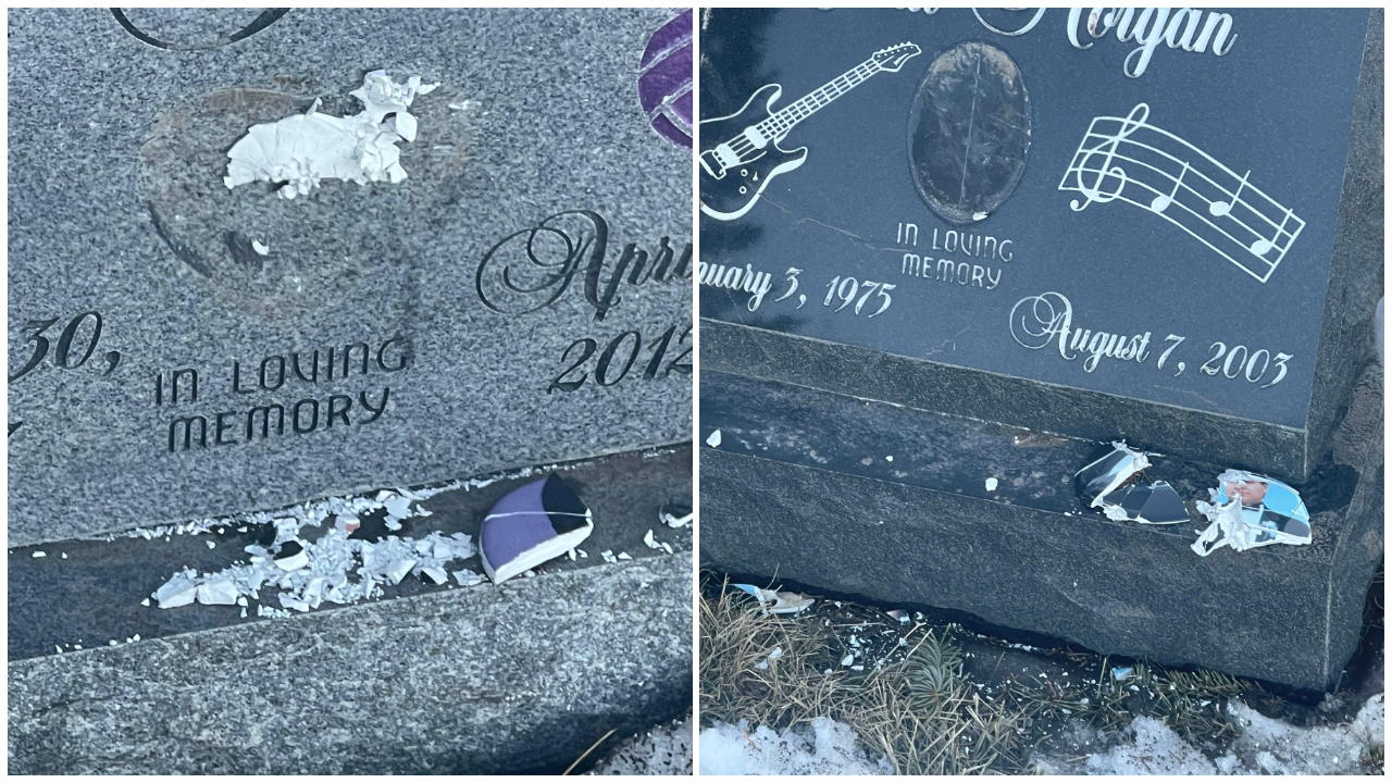 Headstones in Browning cemetery vandalized