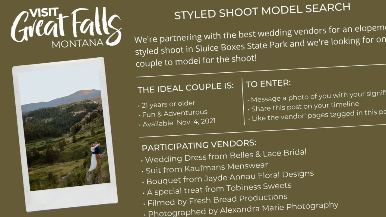 Wanted: 2 people for a "Styled Elopement Shoot" to promote Great Falls