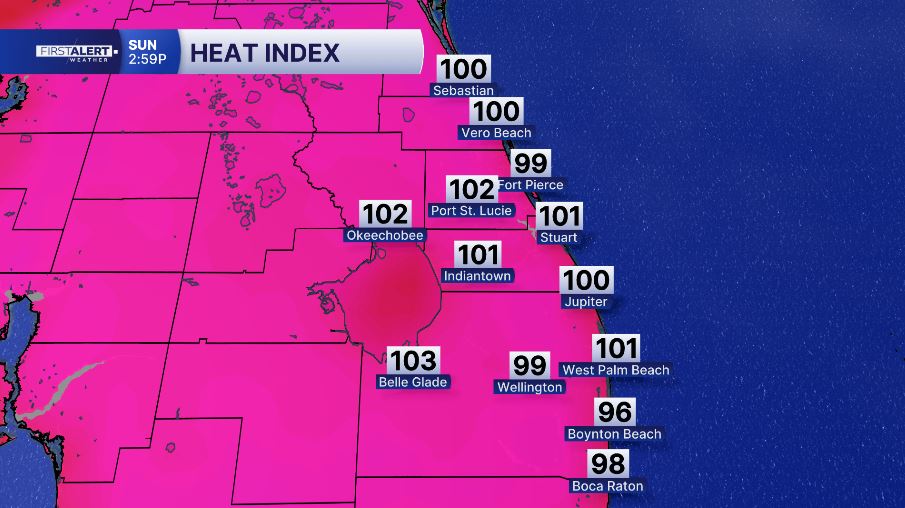 Sunday's heat index