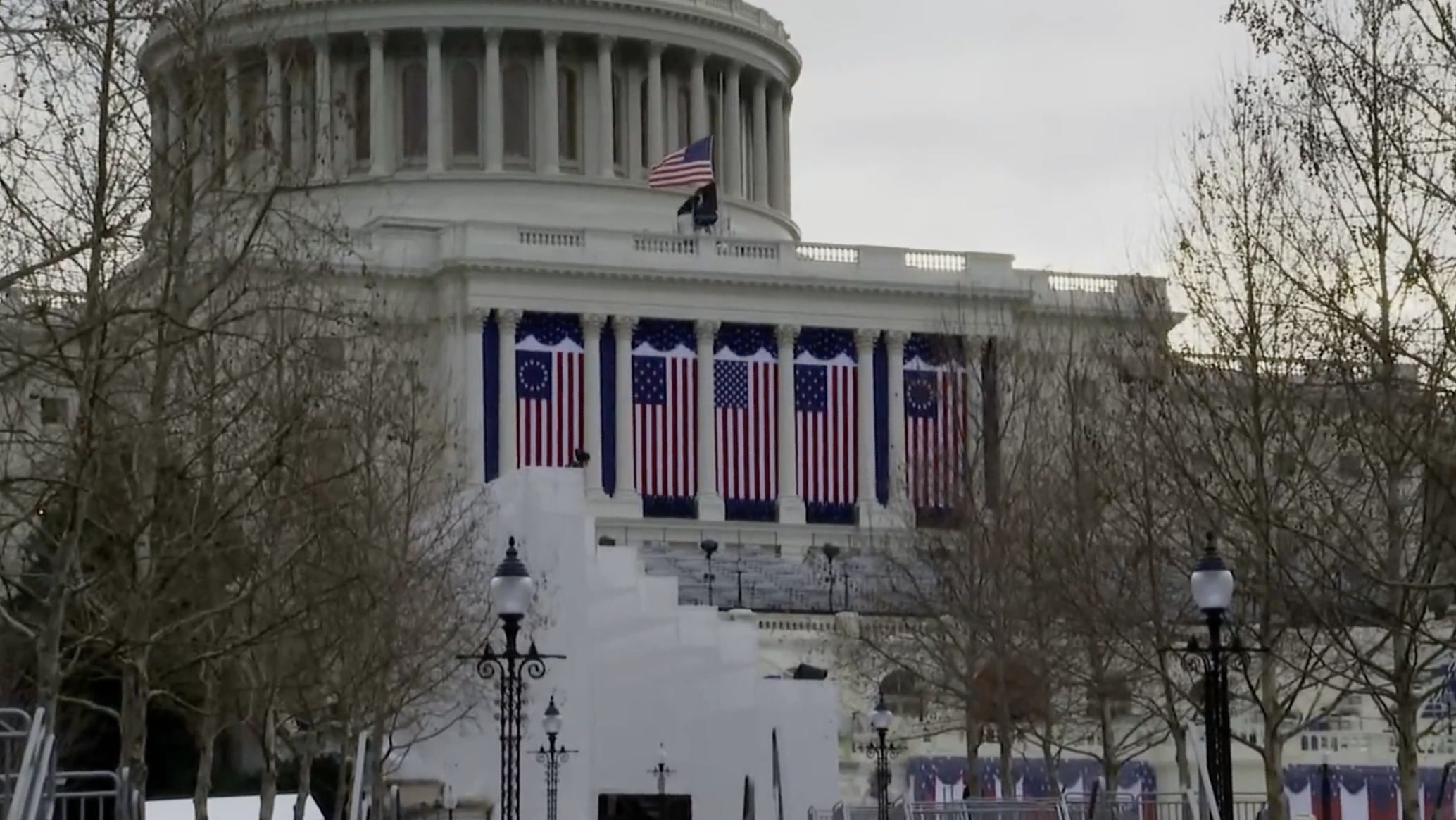 The west side of The Capitol is where Joe Biden will be sworn in as America's 46th President on Wednesday. This year's Inauguration will see far fewer people than previous ones, because of the security threat and closure of the National Mall, as well as the COVID-19 pandemic. Officials have actively discouraged people from coming to Washington, D.C. for the ceremony.