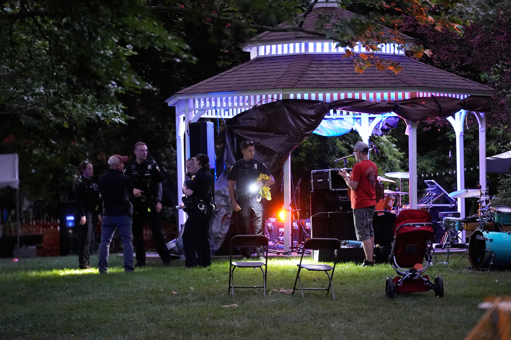 Police investigate where multiple people were shot at a community festival at Agnes Reynolds Jackson Arboretum Saturday, June 6, 2026, in Toledo, Ohio. 