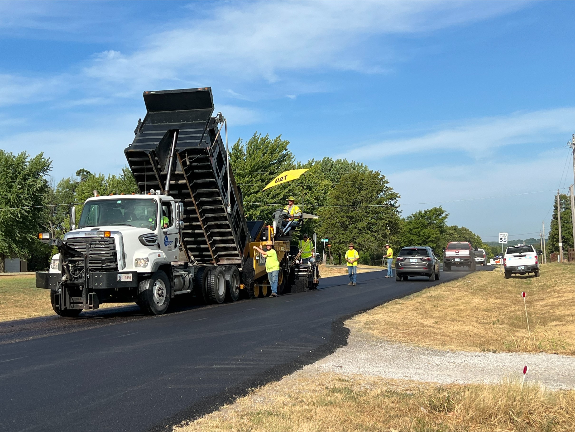 Road paving in Rogers County