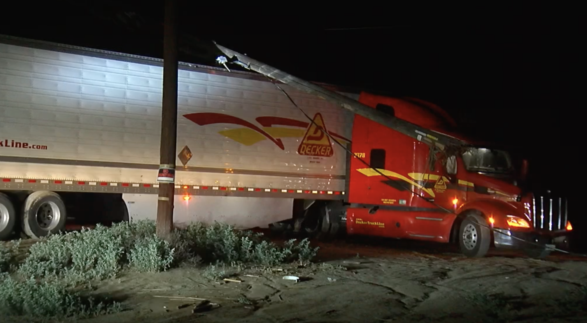 power pole on truck in shafter