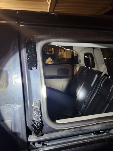 Rock throwing victim Nathan Tipton vehicle