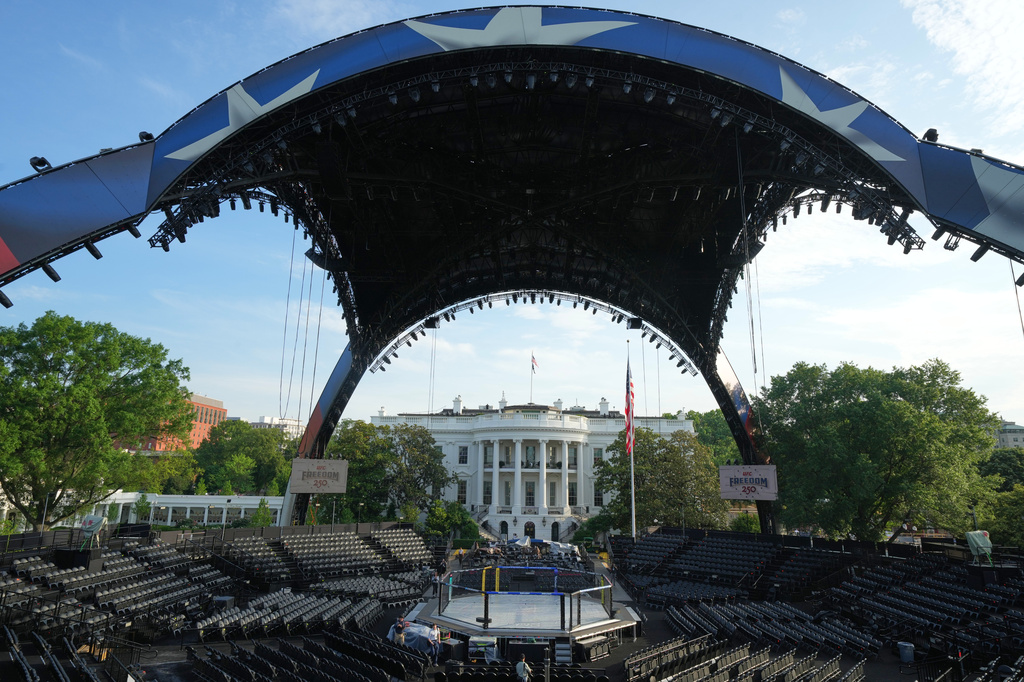 The arena for the UFC Freedom 250 fights on the South Lawn of the White House is photographed Thursday, June 11, 2026, in Washington. 