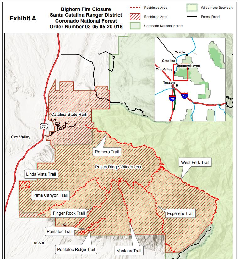 Bighorn Fire Closures as of June 10, 2020