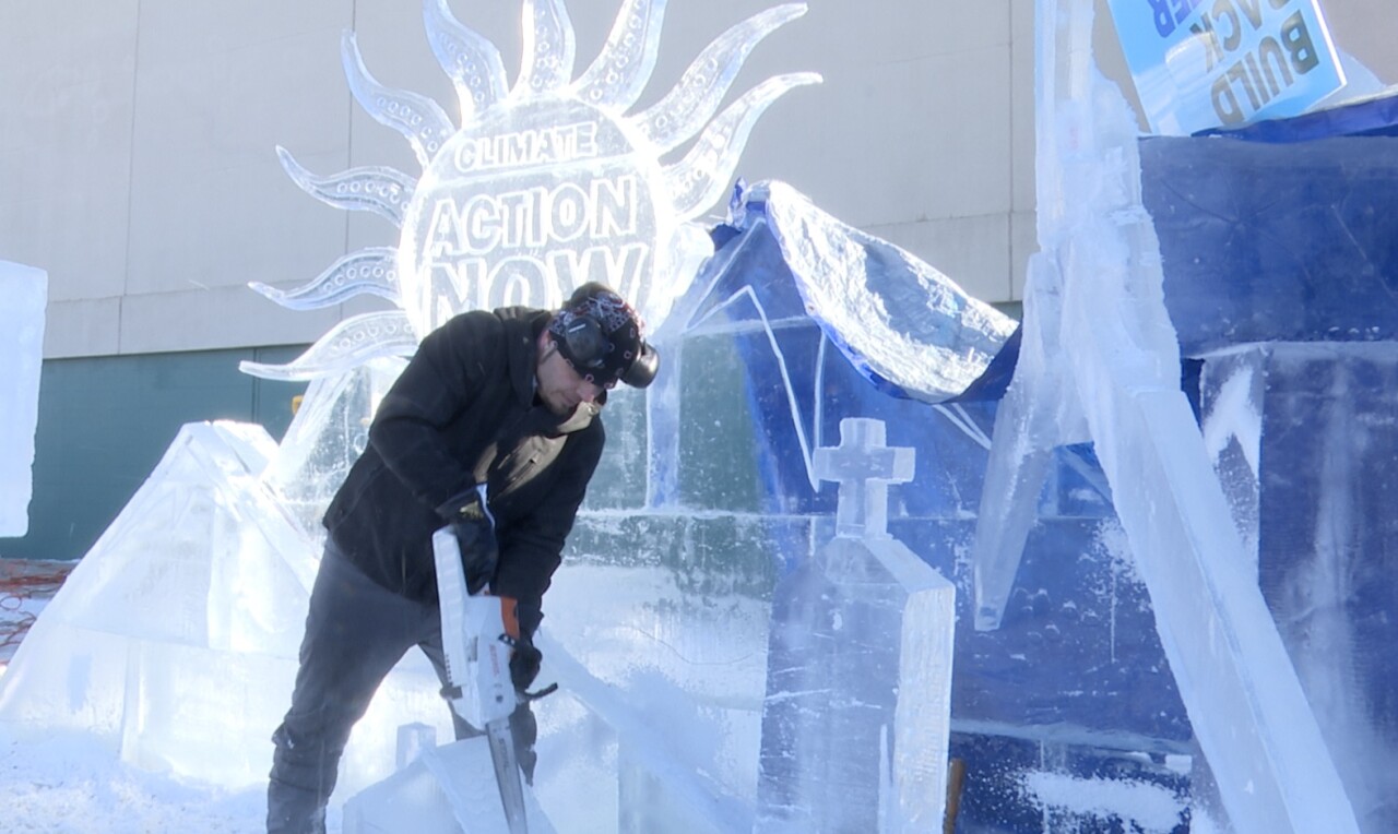 Butte artist creates massive ice sculpture