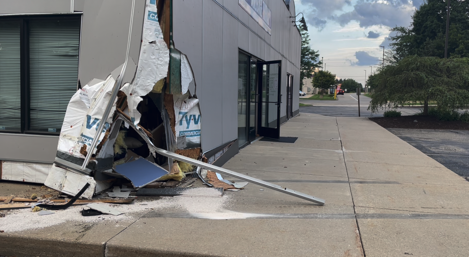 car into building plainfield township
