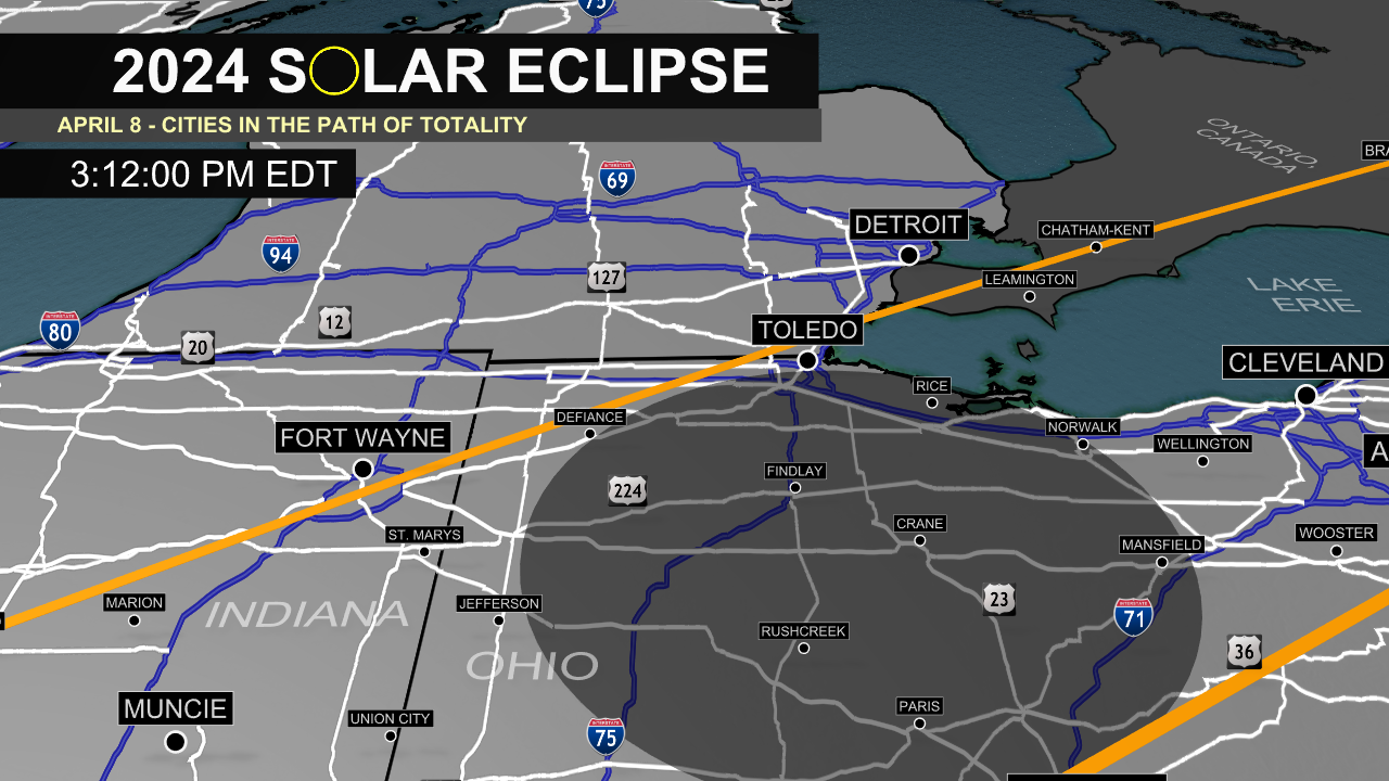 April 8th Solar Eclipse Path Over Ohio
