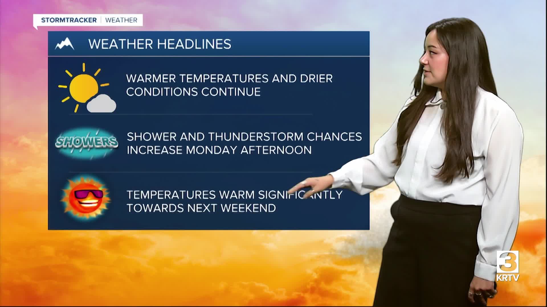 Warm trending temperatures continue with dry conditions