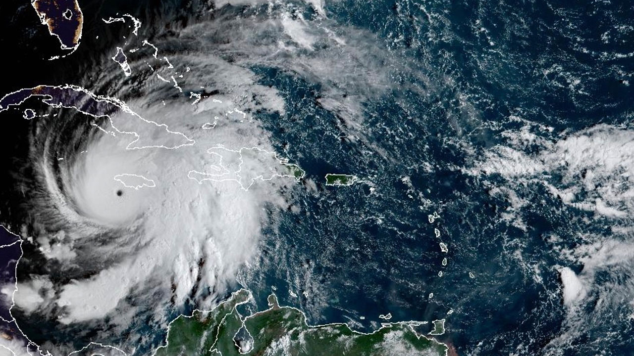 This satellite image provided by the National Oceanographic and Atmospheric Administration shows Hurricane Melissa, Tuesday, Oct. 28, 2025.
