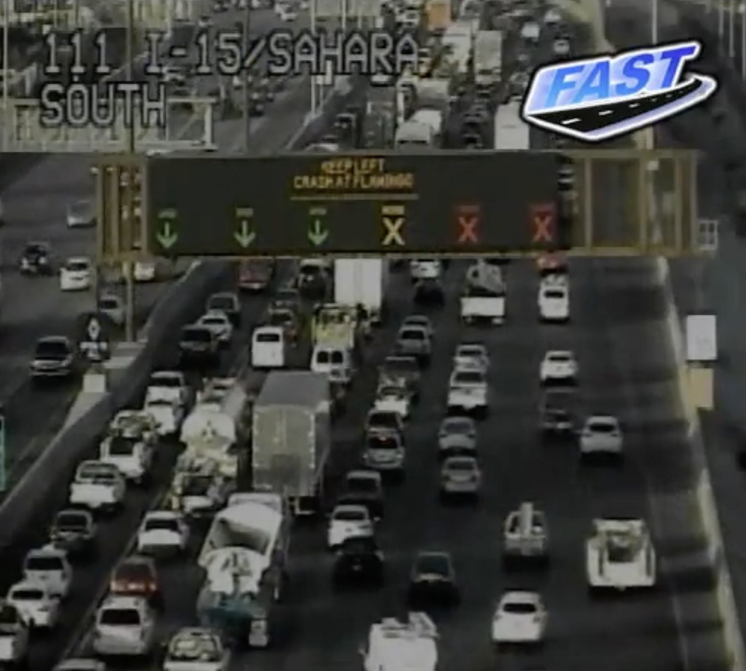 Traffic on I-15 southbound through Las Vegas
