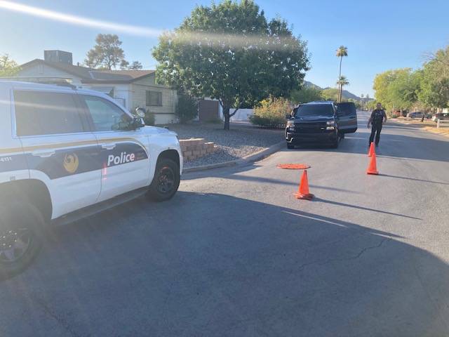 Barricade situation 5th Street and Las Palmaritas Drive 