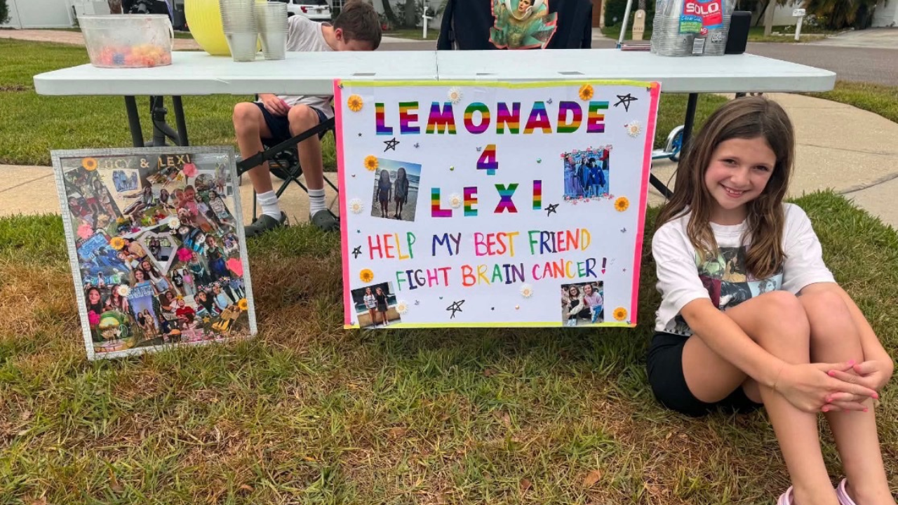 Tampa girl raises money for friend's brain cancer treatment with lemonade stand 