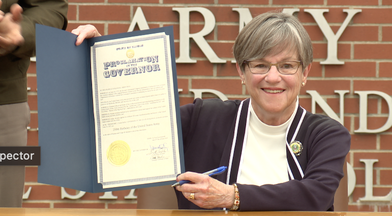Governor Laura Kelly present proclamation for Army's 250th birthday