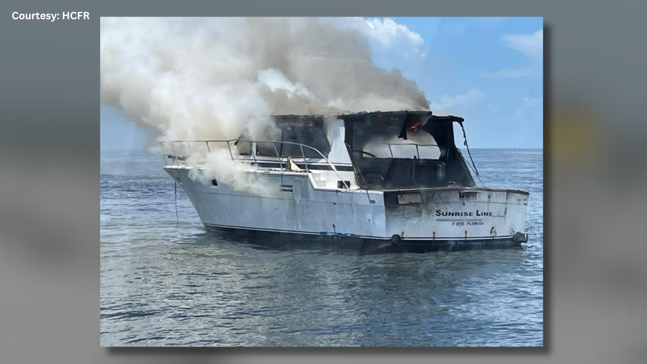 Boat fire off Beer Can Island