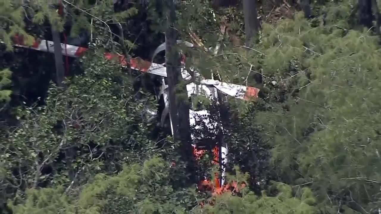 Aerial view of helicopter crash at Tradewinds Park