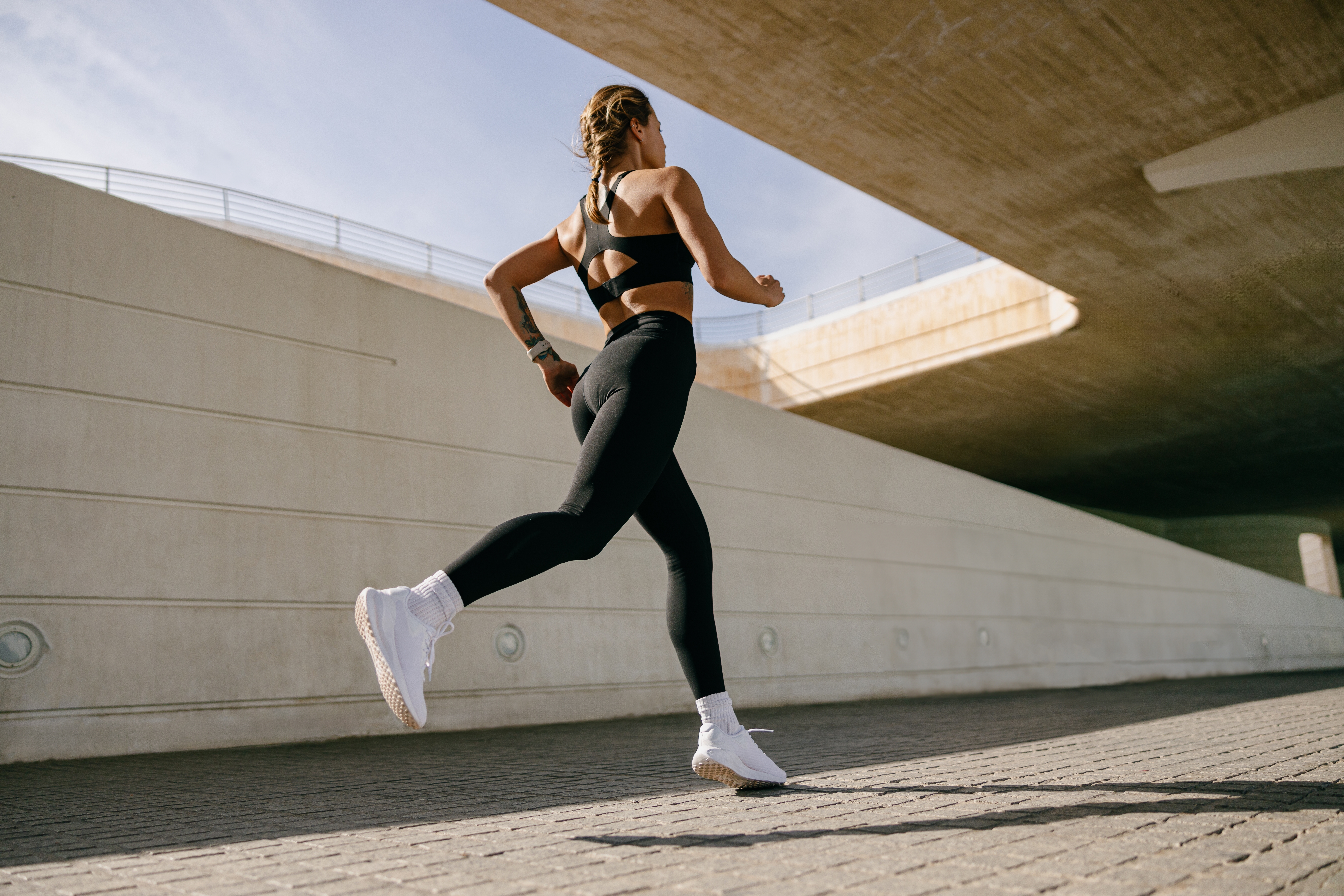 A woman running