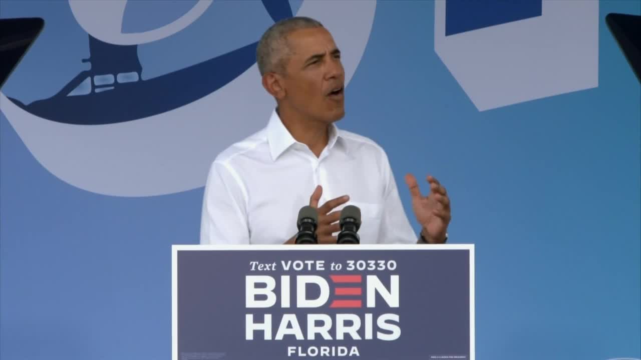 Former President Barack Obama speaks at rally in North Miami, Oct. 24, 2020