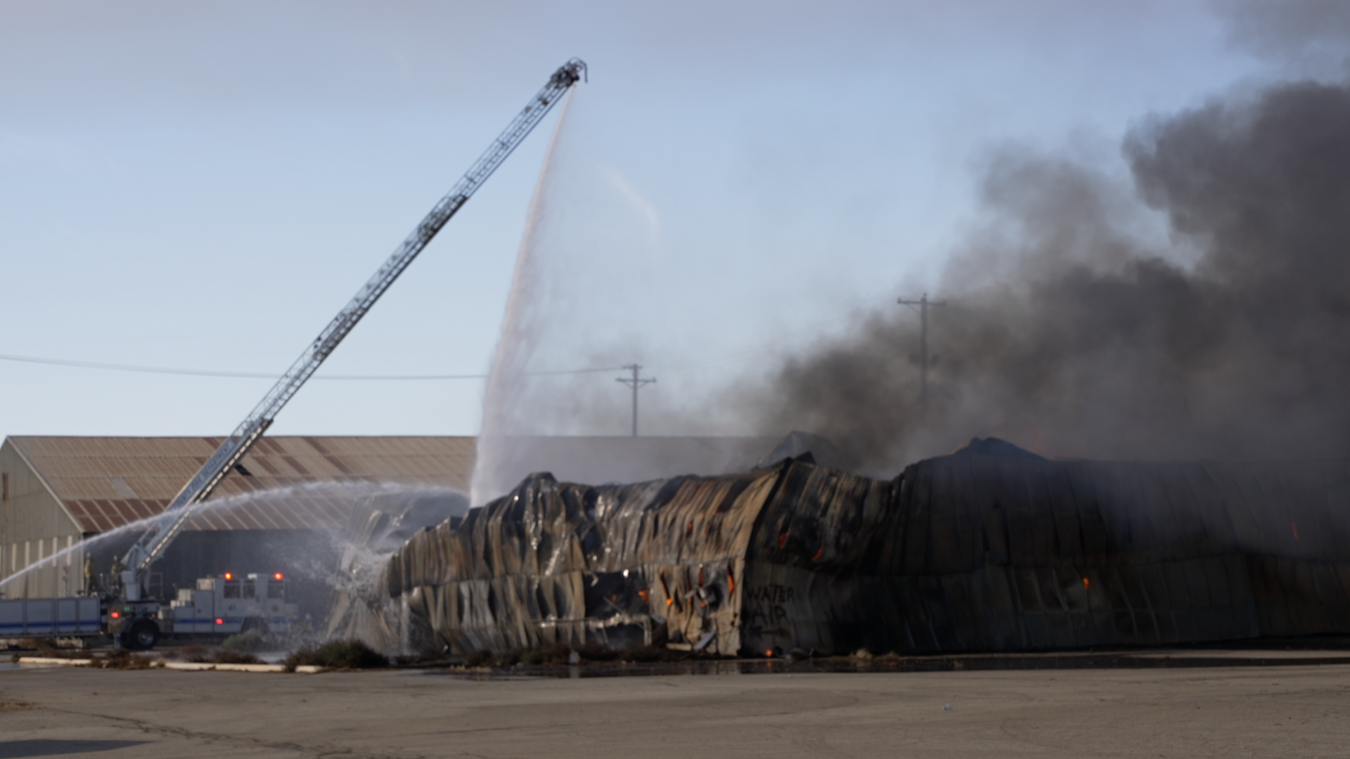 Warehouse fire near Brundage Lane and Washington Street in East Bakersfield