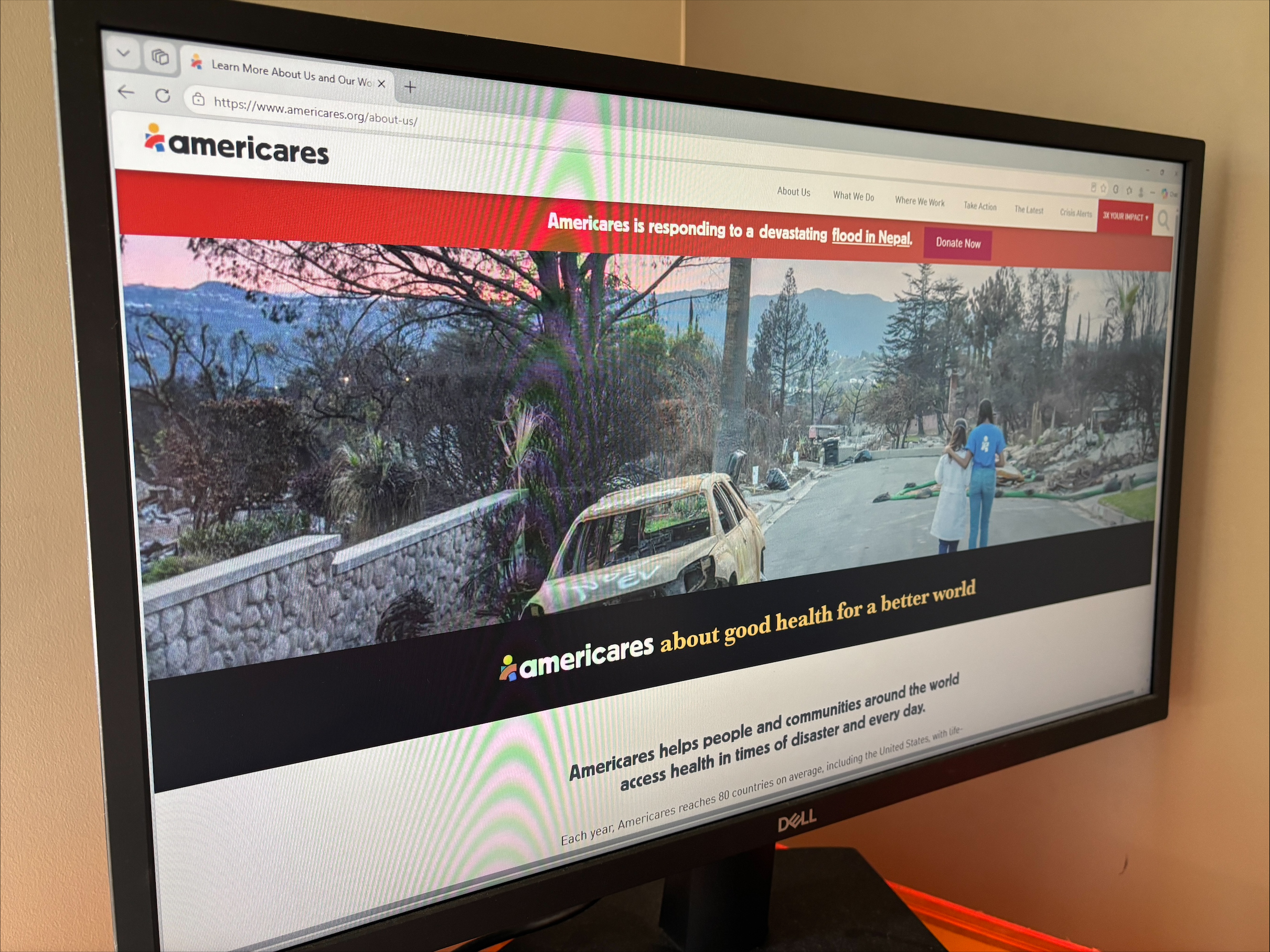 Americares' website sits open on a computer monitor in New York on Tuesday, Sept. 8, 2026.