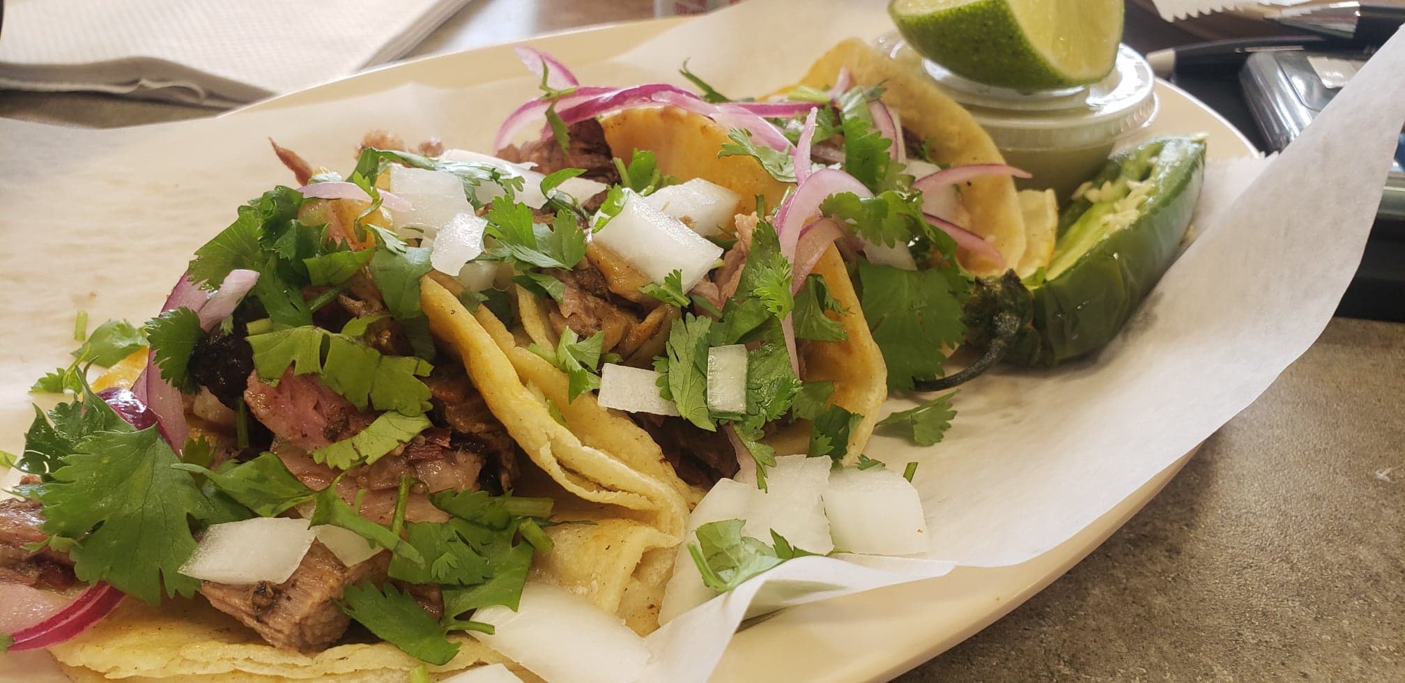 Street tacos at GG Barbacoa Cafe in Kansas City, Kansas.jpg