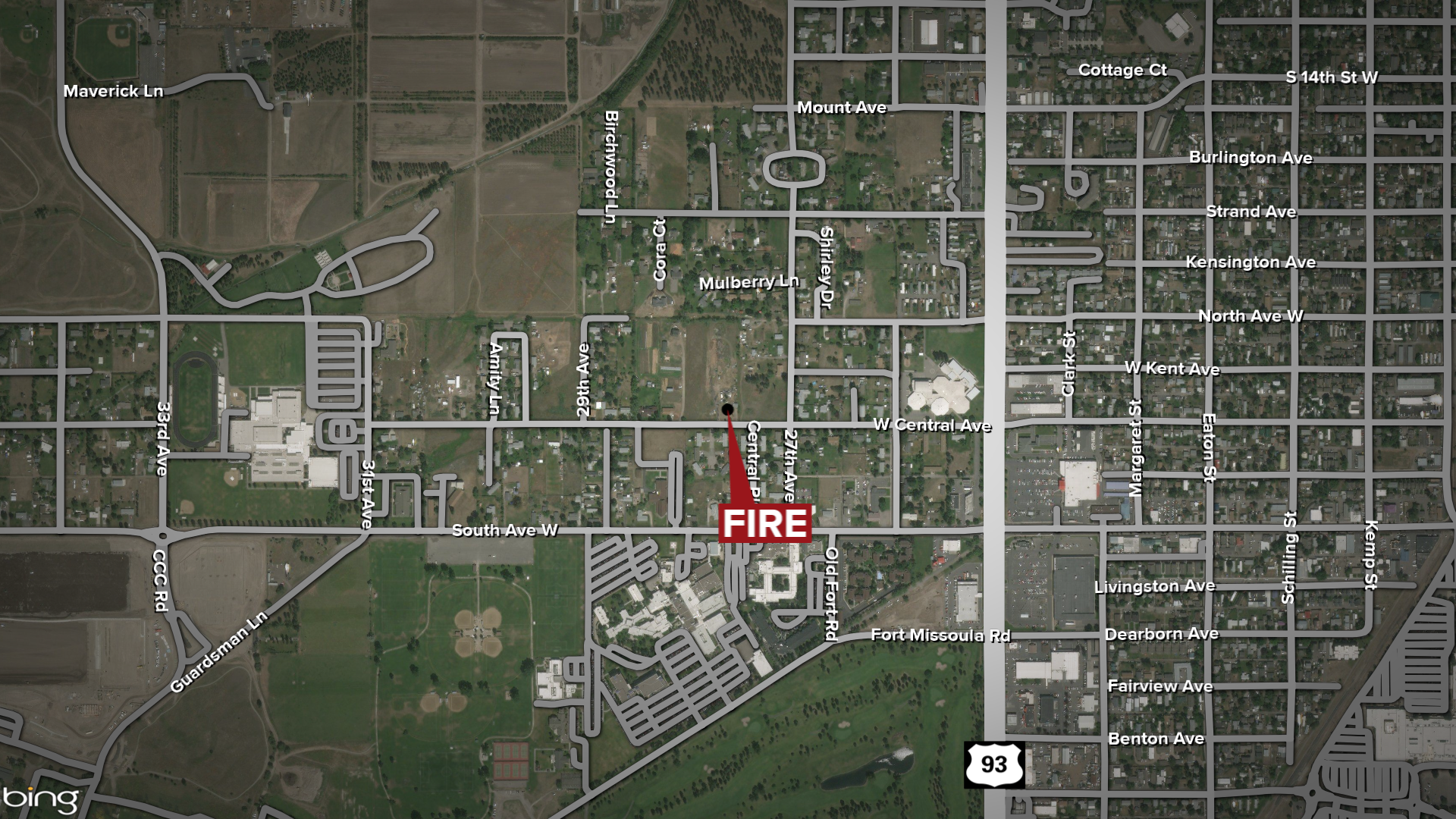 Missoula Shed Fire Map