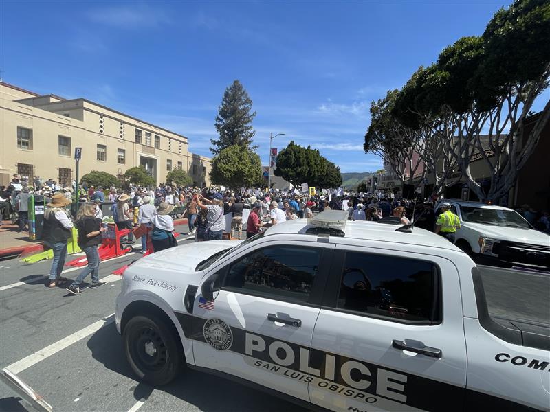 hands off protest slo
